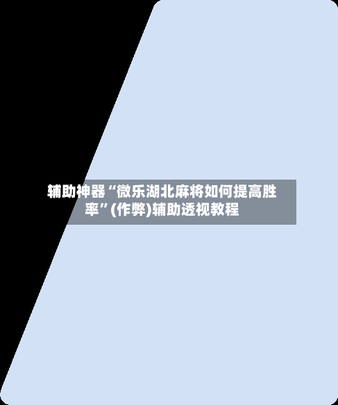 辅助神器“微乐湖北麻将如何提高胜率”(作弊)辅助透视教程-第2张图片