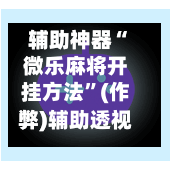 辅助神器“微乐麻将开挂方法”(作弊)辅助透视教程-第2张图片