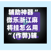 辅助神器“微乐浙江麻将挂怎么用	”(作弊)辅助透视教程-第2张图片