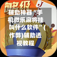 辅助神器“手机微乐麻将挂叫什么软件”(作弊)辅助透视教程-第3张图片