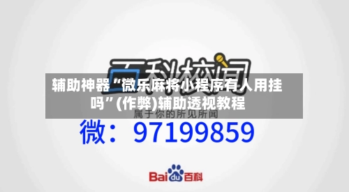 辅助神器“微乐麻将小程序有人用挂吗”(作弊)辅助透视教程-第2张图片