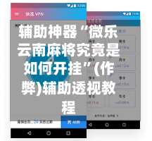 辅助神器“微乐云南麻将究竟是如何开挂”(作弊)辅助透视教程-第3张图片