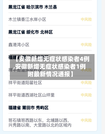 【安徽新增无症状感染者4例,安徽新增无症状感染者1例 附最新情况通报】