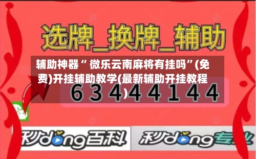 辅助神器“ 微乐云南麻将有挂吗”(免费)开挂辅助教学(最新辅助开挂教程)