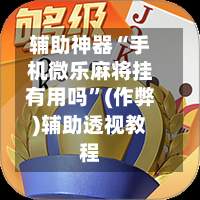 辅助神器“手机微乐麻将挂有用吗”(作弊)辅助透视教程-第3张图片