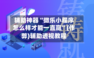 辅助神器“微乐小程序怎么样才能一直赢”(作弊)辅助透视教程-第2张图片