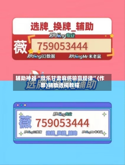辅助神器“微乐甘肃麻将输赢规律”(作弊)辅助透视教程