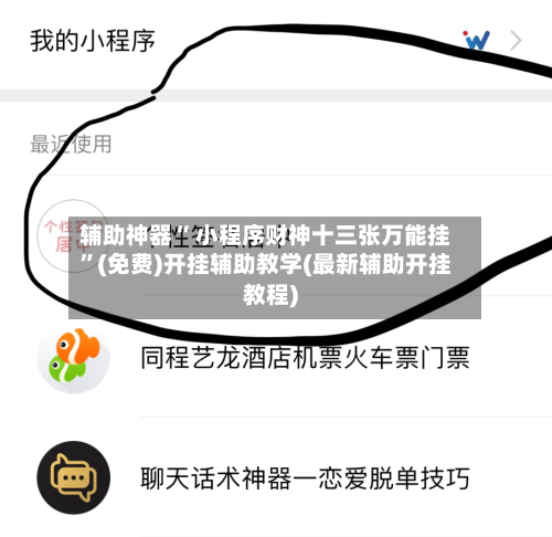 辅助神器“ 小程序财神十三张万能挂”(免费)开挂辅助教学(最新辅助开挂教程)-第2张图片