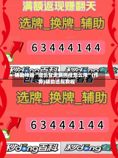 辅助神器“微乐甘肃麻将挂怎么用”(作弊)辅助透视教程