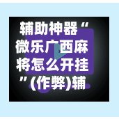 辅助神器“微乐广西麻将怎么开挂”(作弊)辅助透视教程-第2张图片