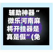 辅助神器“ 微乐河南麻将开挂器是真是假”(免费)开挂辅助教学(最新辅助开挂教程)-第2张图片