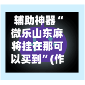辅助神器“微乐山东麻将挂在那可以买到”(作弊)辅助透视教程